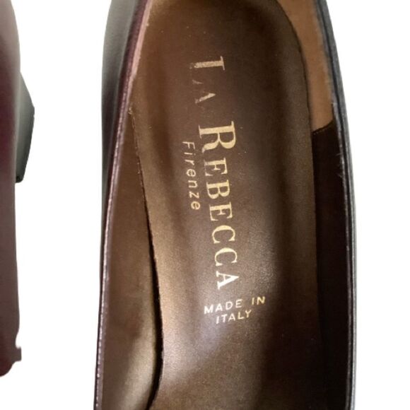 LA REBECCA FIRENZE LEATHER BLOCK HEEL SHOES SIZE 8B - Picture 10 of 10